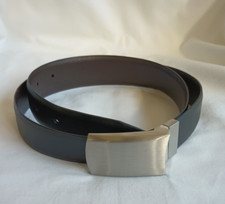Mens 1.25" Wide Black Brown Reversible Leather Belt Nickel-Tone Size 34