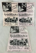 Lot 3 Reddi-Etch Jr Young at Heart Glass Decals 3M Frosted Unicorn Bear NOS