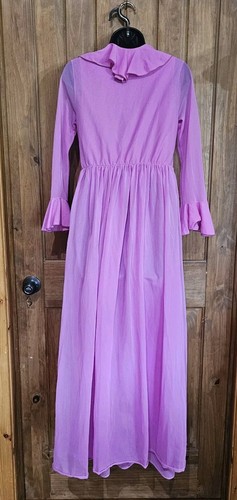 Vintage 60er Union Made GM Damen S Orchidee Nachthemd Rüschen transparent Morgenmantel LESEN - Bild 6 von 23