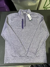 NWT MEN'S CUTTER & BUCK 1/4 ZIP PULLOVER, SIZE: M, COLOR: PURPLE HEATHER  (M29)