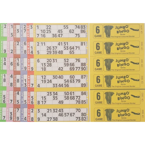 750 BOOKS 6 PAGE GAME STRIPS OF 6 TV JUMBO BINGO TICKET SHEET BIG BOLD NUMBERS