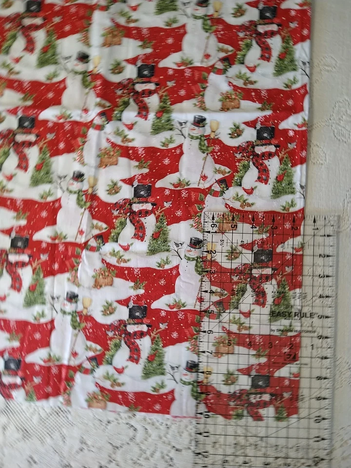 Christmas Fabric Snowman Scenic Susan Winget Cotton CP64465 28"x44" Red Winter - Image 2 of 4