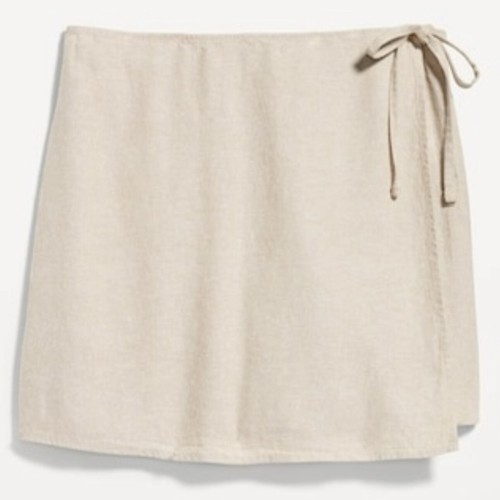 Old Navy pantaloncino donna misto lino taglia 2x beige vita alta avvolgente davanti spiaggia nuovo senza etichette - Foto 2 di 8