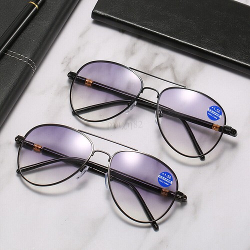NEW Mens Aviator Style Reading Glasses Spring Loaded Bifocal sunglasses 1.0-4.0 - Picture 7 of 12