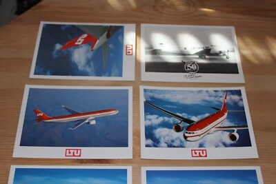 LTU Postkarten 6 verschiedene Postkarten z.B. Airbus A330 / 50 Jahre LTU usw. AK