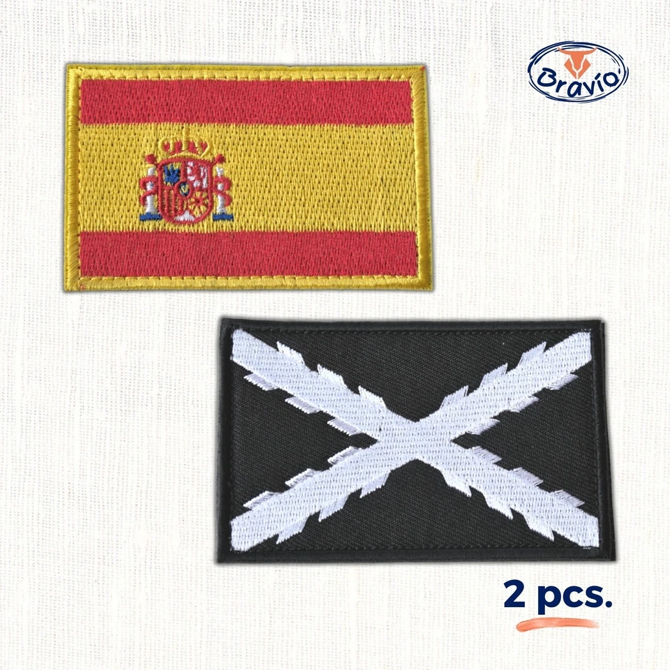 Lote X2 parche bordado bandera ESPAÑA/TERCIOS - Gancho&lazo 5x8cm - Imagen 3 de 3
