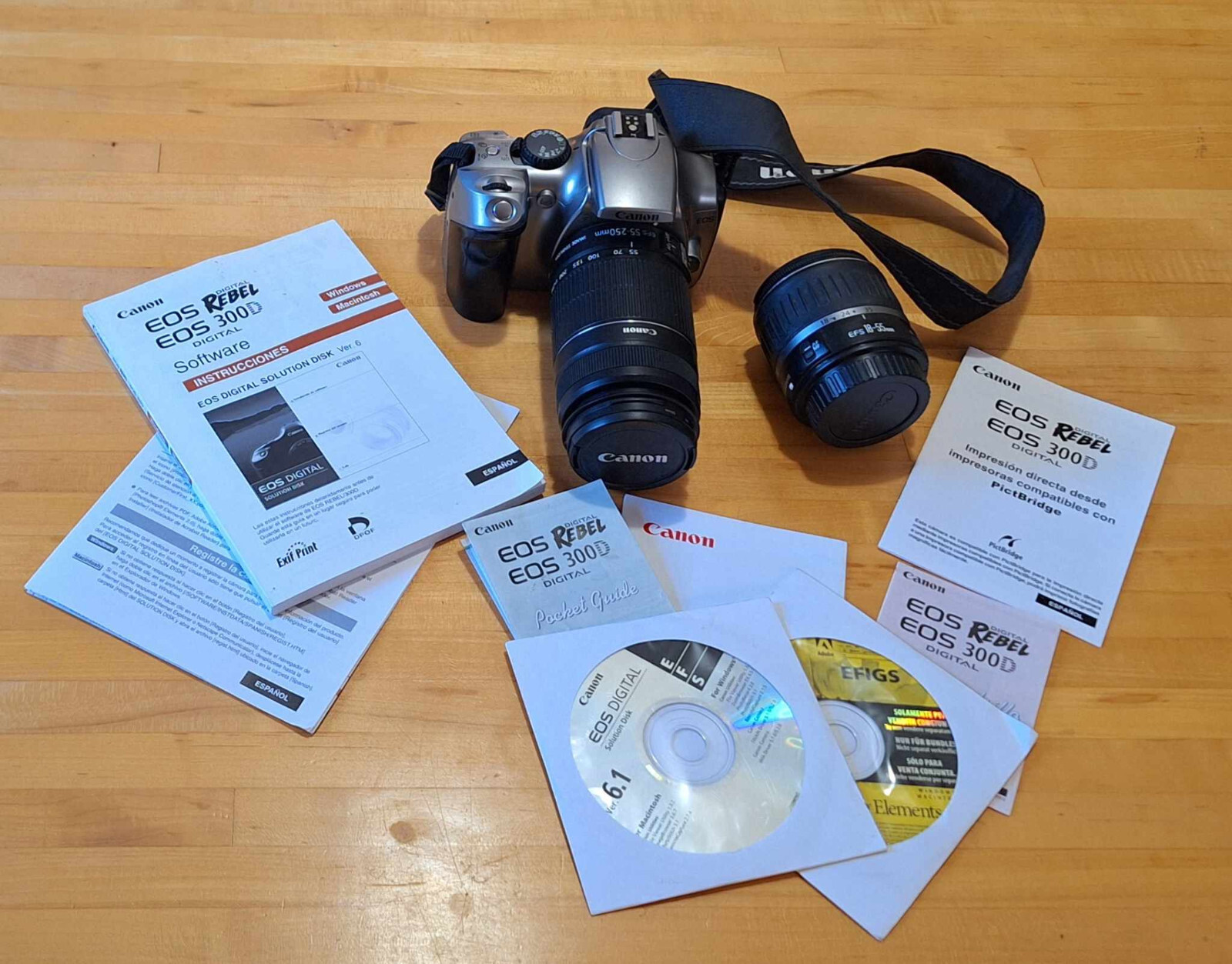 Canon DS6041 EOS Digital Rebel DSLR Camera 2 LENS, CD'S, MANUAL