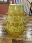 RARE Vintage Promo Pyrex Mustard Autumn Floral Pyrex  Set Of 3 Square  Flowers