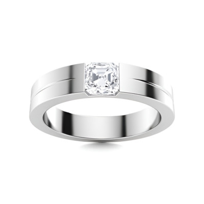 Diamantring Verlobungsring Lab Grown Asscher Cut 950 Platin Herren 0,40 Karat