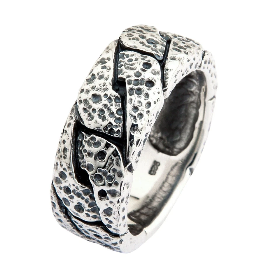 Anello con fascia martellato da uomo in argento sterling 925 fatto a mano - Immagine 3 di 4