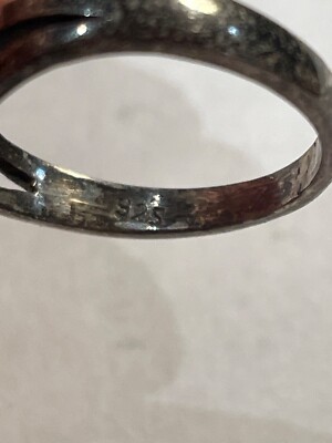Bague Ancienne En Argent Massif 925 - Taille 55.8, Style Ovale