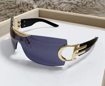 Rimless Wrap Around Y2K Sunglasses For Women Unisex Futuristic Oversized Fashion Amazon.com: mosanana Rimless Y2K Sunglasses for Women Wrap  main image 3
