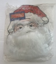 Santa Claus Face Mask Cardboard Vintage New In Package Christmas Decoration