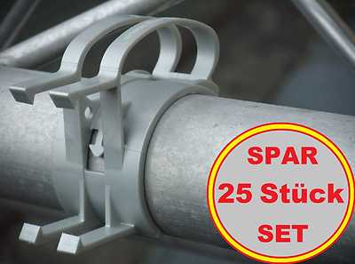 25 SNAP Kabel Bügel mit Halter für Steckdosen Grau, Befestigungs Klammer Schelle