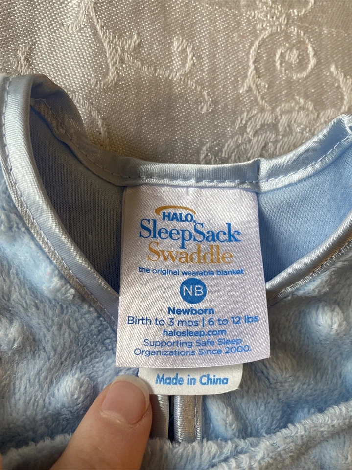 Saco de dormir para recém-nascido HALO - Azul claro - 0-3 meses ou 6-12 libras - Imagem 2 de 4