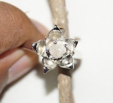 0.70Cts NATURAL WHITE ROUGH DIAMOND RING UNCUT RAW DIAMOND STERLING SILVER RING