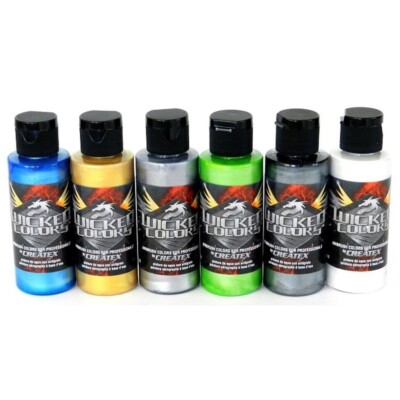 (166,08 /1l) Createx Airbrushfarben Wicked Pearl W105 6 colours Set 116105 Airbr