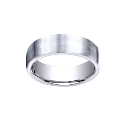 Comfort Fit Sat Weddg Band Ring Men's & Womens 14K White Gold Plated Sterlg