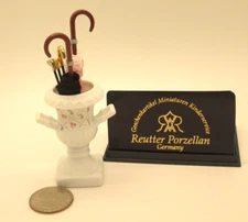 Reutter Dollhouse Miniature 1:12  Porcelain Umbrella Stand with Umbrellas/Canes