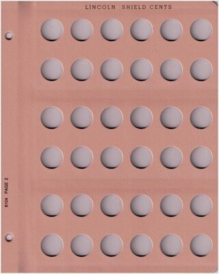 Dansco Extra Blank  Page For Lincoln Shield Cents Coins Collection Storage NEW