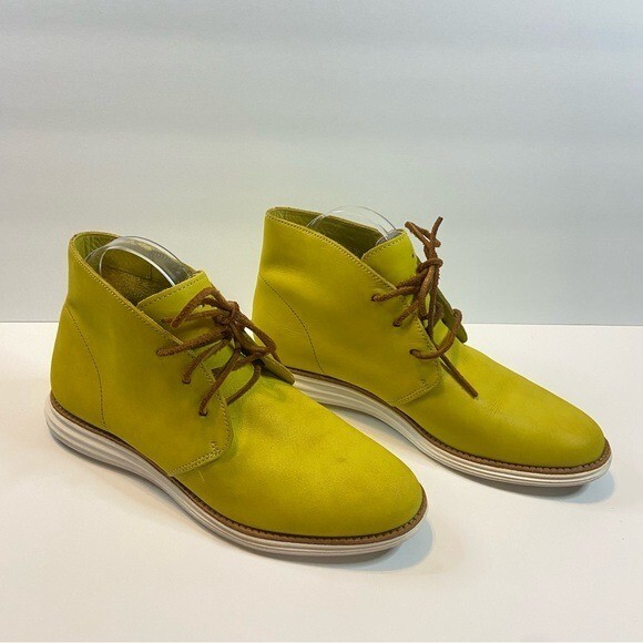 Cole Haan Lunargrand Chukka Boots Yellow Leather Chelsea  display picture 1