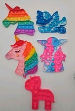 Lot of 5 Pop It Fidget Toys Unicorn Horse Baby Yoda Dragon Rainbow Sensory Push