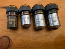 Lot of 4 Olympus M Plan Microscope Objectives 5x 10x 20x 40x Metallurgical Japan
