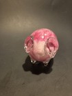  Hand Blown Art Glass Big Belly Pig Figurine Paperweight Pink White And Clear  — photo 2