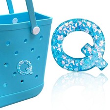Letter Charms for Bogg Bag, Alphabet Blue Sequin Lettering Accessories Char - 01