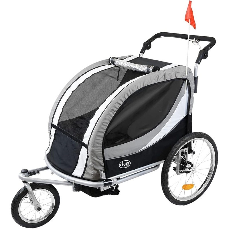 3-in-1 Bike Trailer Stroller Jogger Folding Child Carrier Du