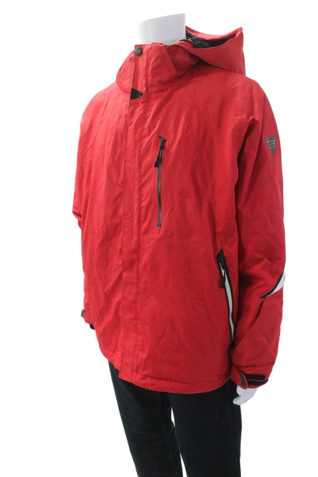 Obermeyer Men Parka Windbreaker Red Button High Neck Polyester Size L - Image 2 of 4