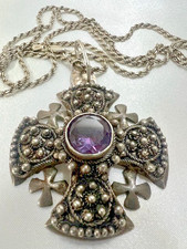 Jerusalem Cross Amethyst Pendant