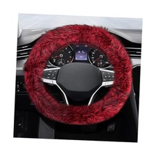 Fluffy Steering Wheel Cover, 15 Inch Anti-Slip Microfiber Plush Fuzzy Red