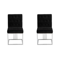Schwarzer Lehnstuhl Designer 2X StüHle Esszimmer MöBel EssstüHle Edelstahlstuhl
