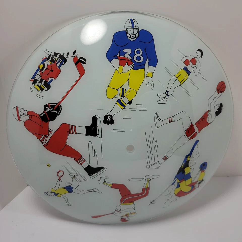MCM Sports Theme Glass Light Shade Ceiling 15" Diameter Cool Vintage 1960's - Image 4 of 4