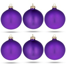 Set of 6 Purple Matte Glass Ball Ornaments 3.25 Inches