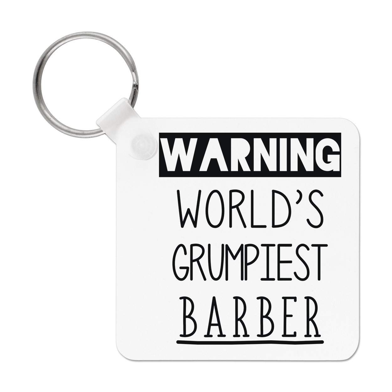 Warning World's Grumpiest Barber Keyring Key Chain Grumpy Awesome Best Funny