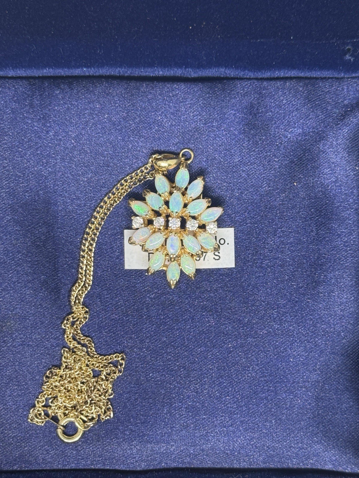 Large Multi-Stone Solid Opal Necklace Sterling Si… - image 1