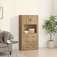 Vidaxl Highboard Artisan-Eiche 80 X 33 X 150 Cm Holzwerkstoff Neu