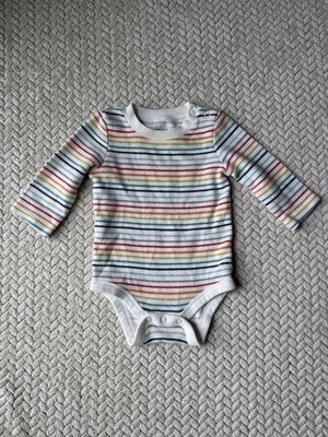 Jumping Beans Baby Size 6M Striped Long Sleeve Softest Bodysuit Rainbow Unisex