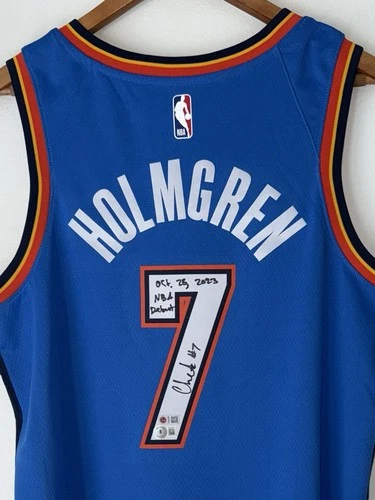 Chet Holmgren "NBA Debut Oct 28, 2023" Signed Thunder Jersey BAS USASM LE #16/25