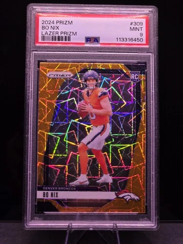 2024 Panini Prizm - Rookies Bo Nix #309 Lazer Prizm (RC) PSA 9