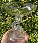 france PORTIEUX VALLERYSTHAL 6 3/4" TALL DOLPHIN FOOTED COMPOTE art glass 7 1/4" — photo 10