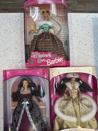 Vintage Mattel Winter Fantasy Barbie 1995,1996 Winters Eve Barbie 1994 set Of 3