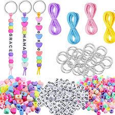 DIY Bead Keychain Kit - Key Chain Making Craft, Letter Beads for Jewelry Acce...