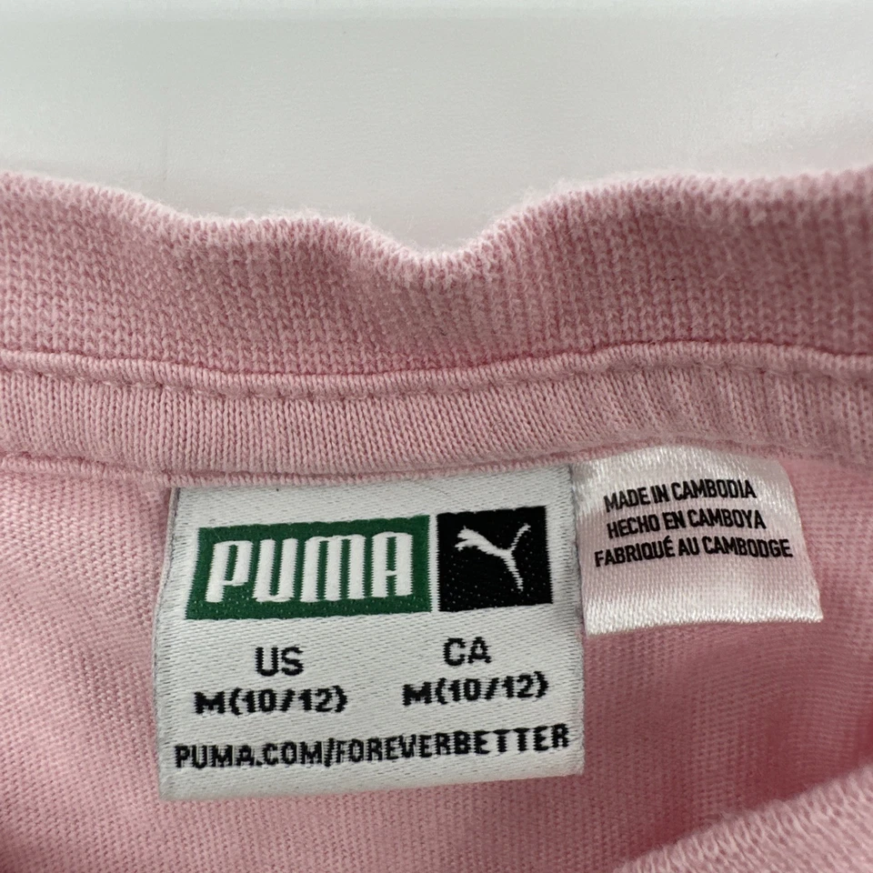 Camiseta Puma Jóvenes Niñas Talla M 10-12 Rosa Estampado Gráfico Logo Brillo... #24595 Foto 3 de 4
