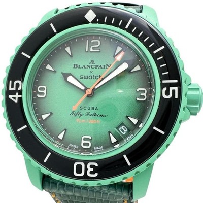 Swatch x Blancpain Fifty Fathoms Inde Green Dial Leather Strap Automatic From Ja