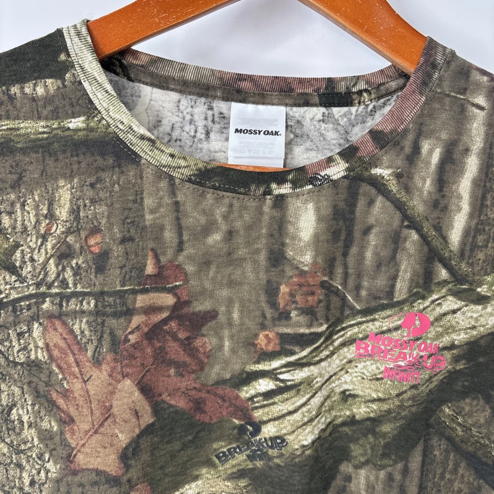 Mossy Oak Womens Breakup Infinity T Shirt Camouflage Pink Logo Hunting Outdoors - Image 2 of 4