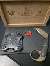 RMJ Tactical Korbin 3V Syndicate Karambit Carbon Fiber EDC Knife