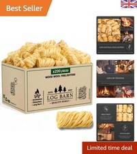 200 Natural Wood Wool Firelighters - Safe, Odourless BBQ & Open Fire Starters 0.15 per lighter